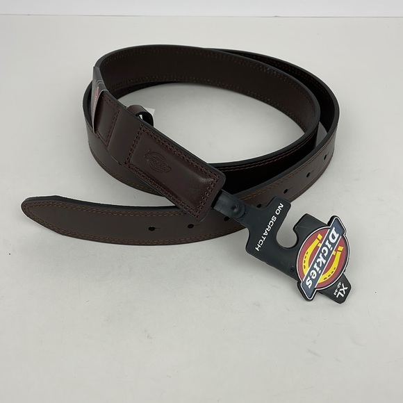 New Men’s Brown Coated Leather Dickies Belt Size L (42-44) - Picture 1 of 8